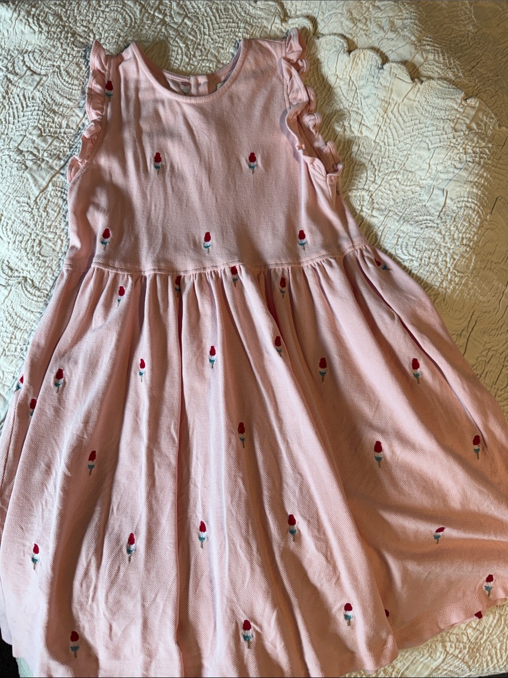 Pink Chicken Pink Sleeveless Dress with Popsicle Embroidery